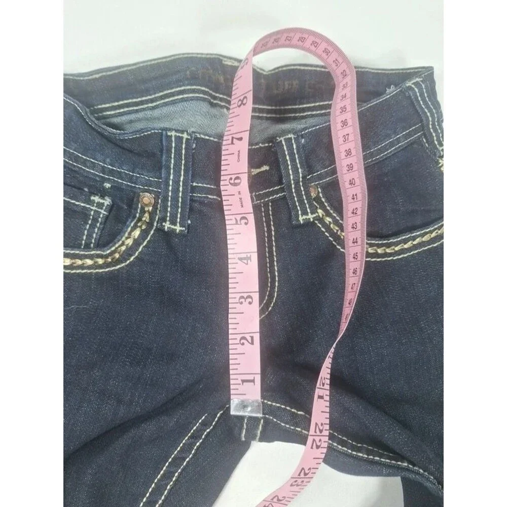 Cowgirl Tuff Golden Straight Jeans Womens 24x30 Dark Wash Rose Gold Sequin Bling